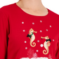 Karen Scott Women's Holiday Print 3/4 Sleeve Top Red Size Petite X-Large