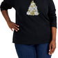 Karen Scott Women's Snowflake Tree Graphic Top Black Size 2X