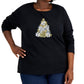 Karen Scott Women's Snowflake Tree Graphic Top Black Size 2X