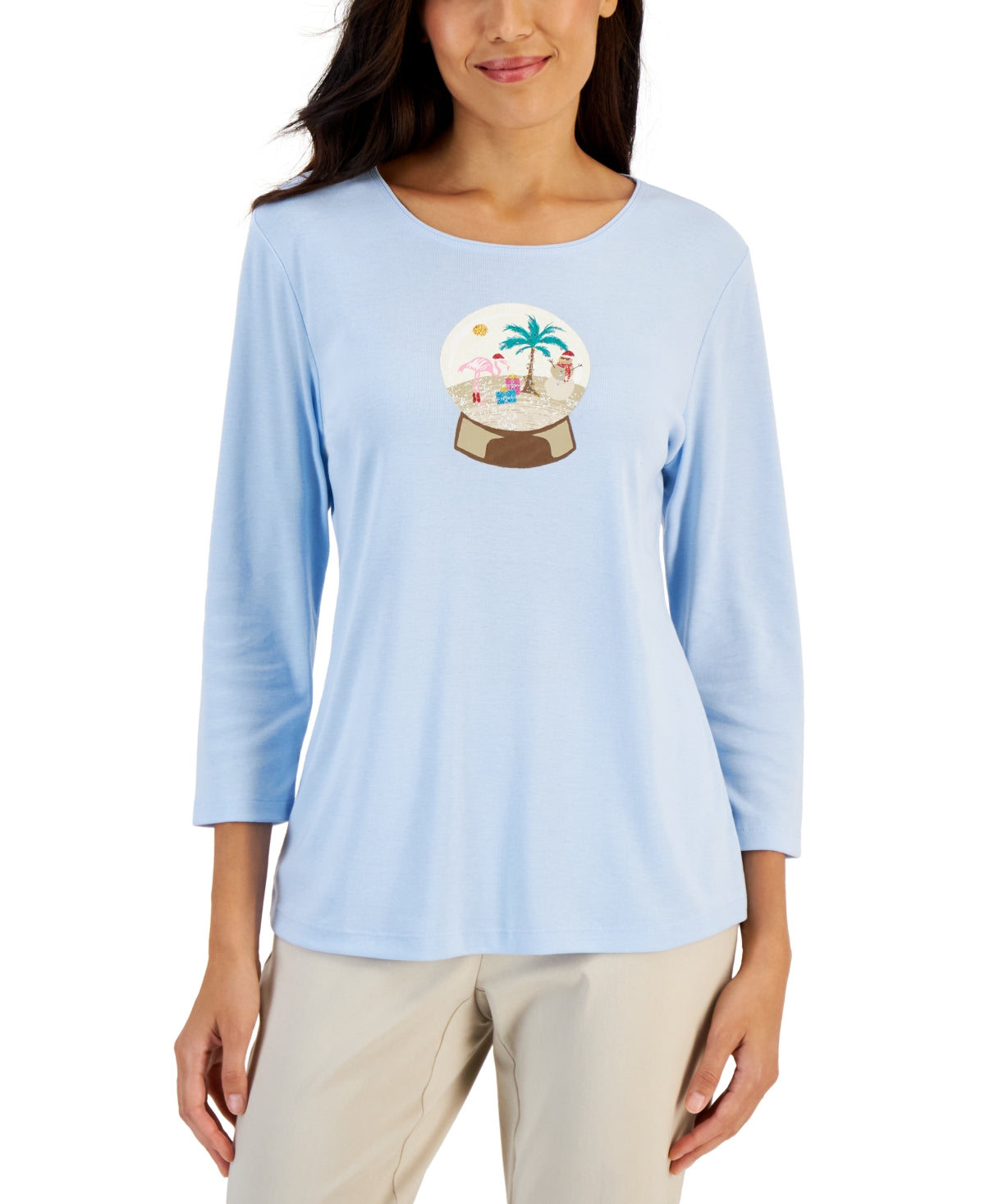 Karen Scott Women's Holiday Beach Top Blue Size Large