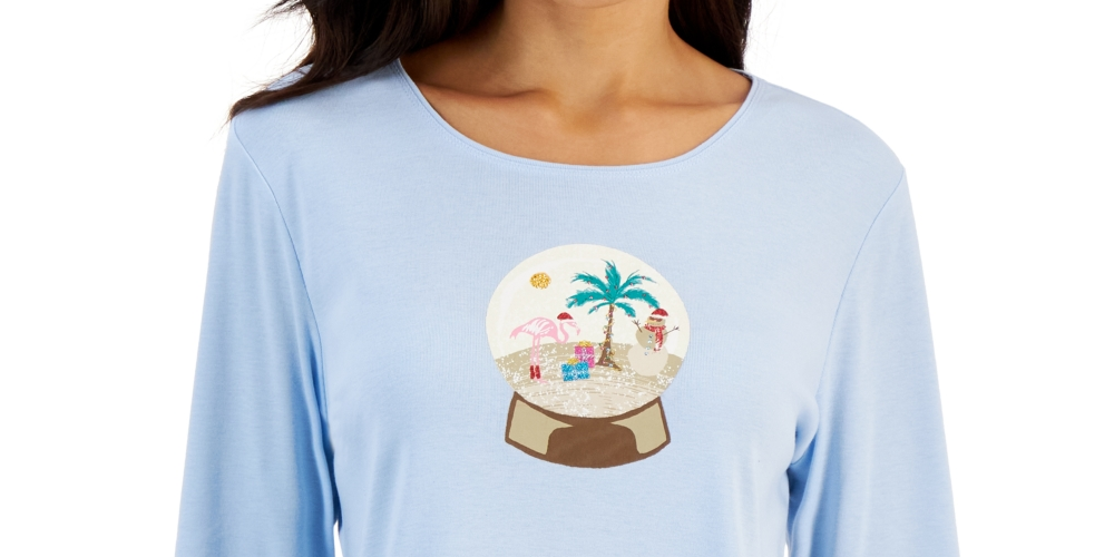 Karen Scott Women's Holiday Beach Top Blue Size Large