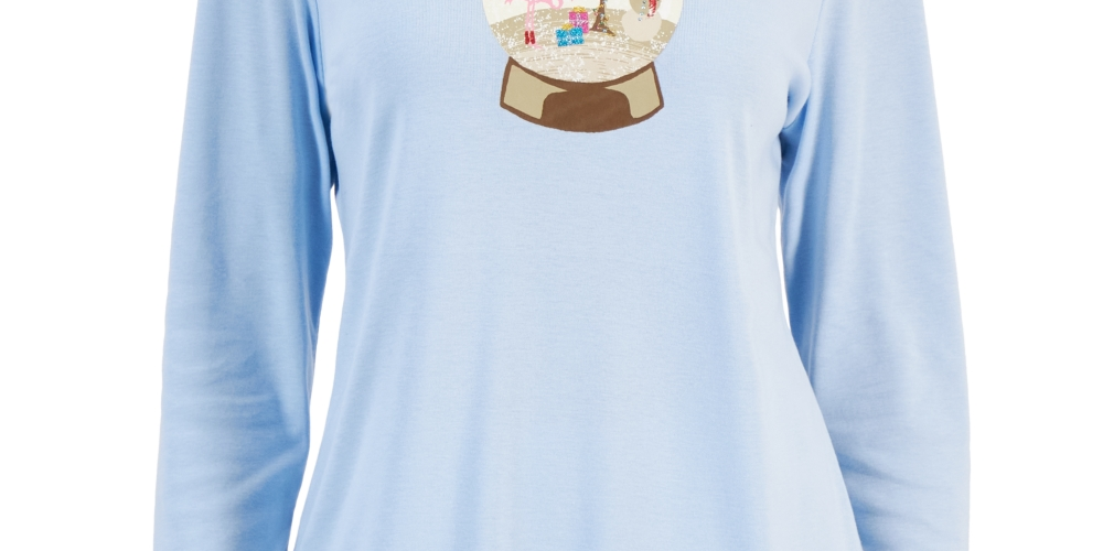 Karen Scott Women's Holiday Beach Top Blue Size Large