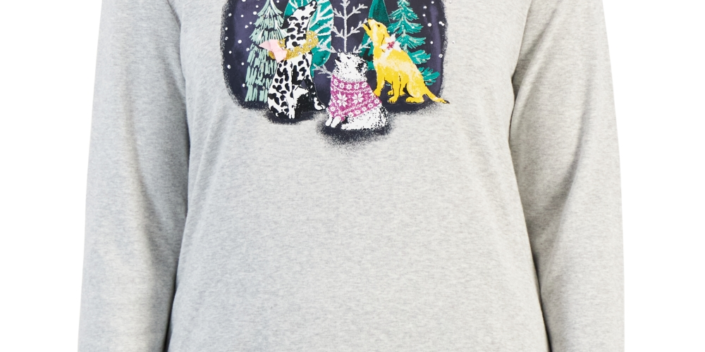 Karen Scott Women's Long Sleeve Holiday Top Gray Size X-Large