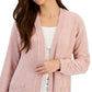 Karen Scott Women's Chenille Patch Pocket Cardigan Pink Size Medium