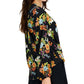 INC International Concepts Women's Floral Print Long Sleeve Blouse Black Size X-Small