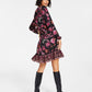 INC International Concepts Women's Floral Print Mini Dress Black Size X-Small