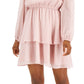 INC International Concepts Women's Metallic Clip Dot Tiered Dress Pink Size Medium