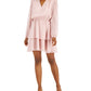 INC International Concepts Women's Metallic Clip Dot Tiered Dress Pink Size X-Large