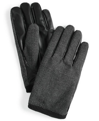 Alfani Men's Dressy Herringbone Gloves Black Size Regular