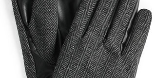 Alfani Men's Dressy Herringbone Gloves Black Size Regular