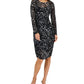 INC International Concepts Women's Printed Mesh Bodycon Dress Black Size Petite Small