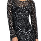 INC International Concepts Women's Printed Mesh Bodycon Dress Black Size Petite Small
