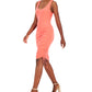 INC International Concepts Women's Sleeveless Side Ruched Bodycon Dress Orange Size Medium