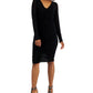 INC International Concepts Women's V Neck Ruched Mesh Dress Black Size X-Small