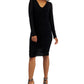INC International Concepts Women's V Neck Ruched Mesh Dress Black Size Medium