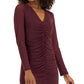 INC International Concepts Women's V Neck Ruched Mesh Dress Red Size Medium