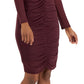 INC International Concepts Women's V Neck Ruched Mesh Dress Red Size Medium