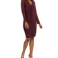 INC International Concepts Women's V Neck Ruched Mesh Dress Red Size Medium