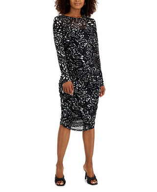 INC International Concepts Women's Printed Mesh Dress Black Size X-Small