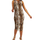 INC International Concepts Women's Leopard Print Bodycon Mesh Dress Brown Size Small