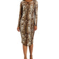 INC International Concepts Women's Leopard Print Mesh Dress Brown Size X-Small