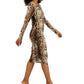 INC International Concepts Women's Leopard Print Mesh Dress Brown Size X-Small