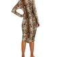 INC International Concepts Women's Leopard Print Mesh Dress Brown Size Large