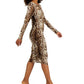 INC International Concepts Women's Leopard Print Mesh Dress Brown Size Large