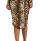 INC International Concepts Women's Leopard Print Mesh Dress Brown Size X-Large