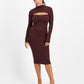 Bar III Women's Cutout Bodycon Dress Brown Size M