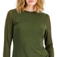 INC International Concepts Women's Mesh Crewneck Top Green Size Medium