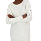 INC International Concepts Women's Button Trim Boat Neck Sweater White Size Small