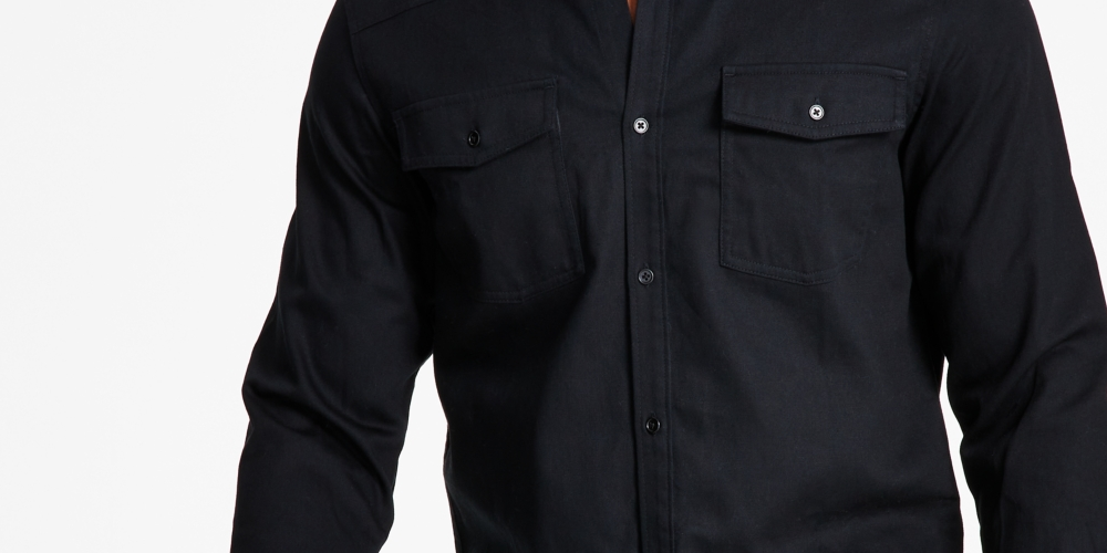 | Inc International Concepts Men's Classic-Fit Solid Button-Down Shirt with Faux-Leather Collar,Black Size M