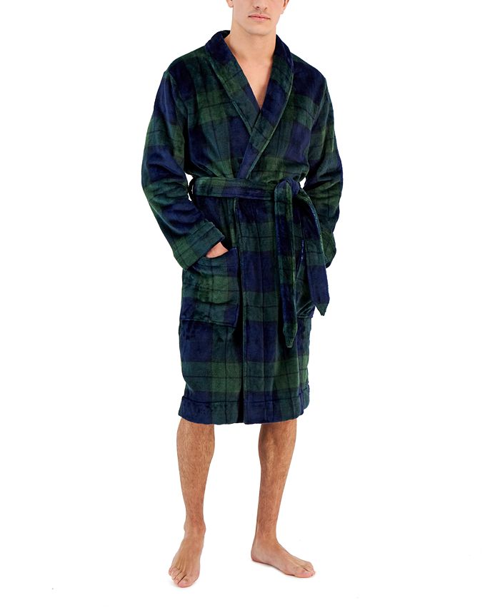 Club Room Men's Plush Pajama Robe Blue Size Small