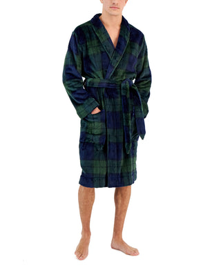 Club Room Men's Plush Pajama Robe Blue Size Small