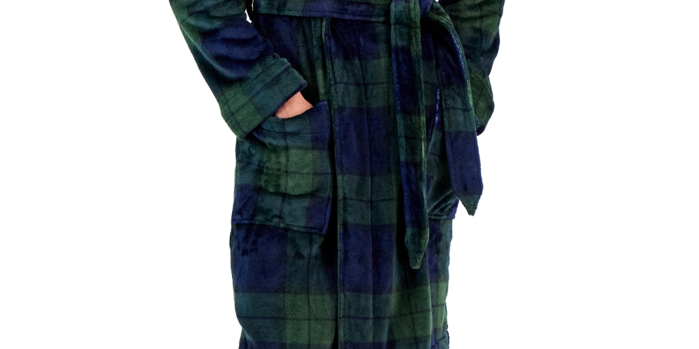 Club Room Men's Plush Pajama Robe Blue Size Small