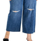 INC International Concepts Women's Cheetah Print Destructed Wide Leg Jeans Blue Size 18W