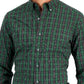 Club Room Men's Slim Fit 4 Way Stretch Plata Plaid Dress Shirt Green Size X-Large