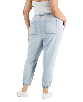 Style & Co Women's Utility Denim Jogger Pants Blue Size 14W