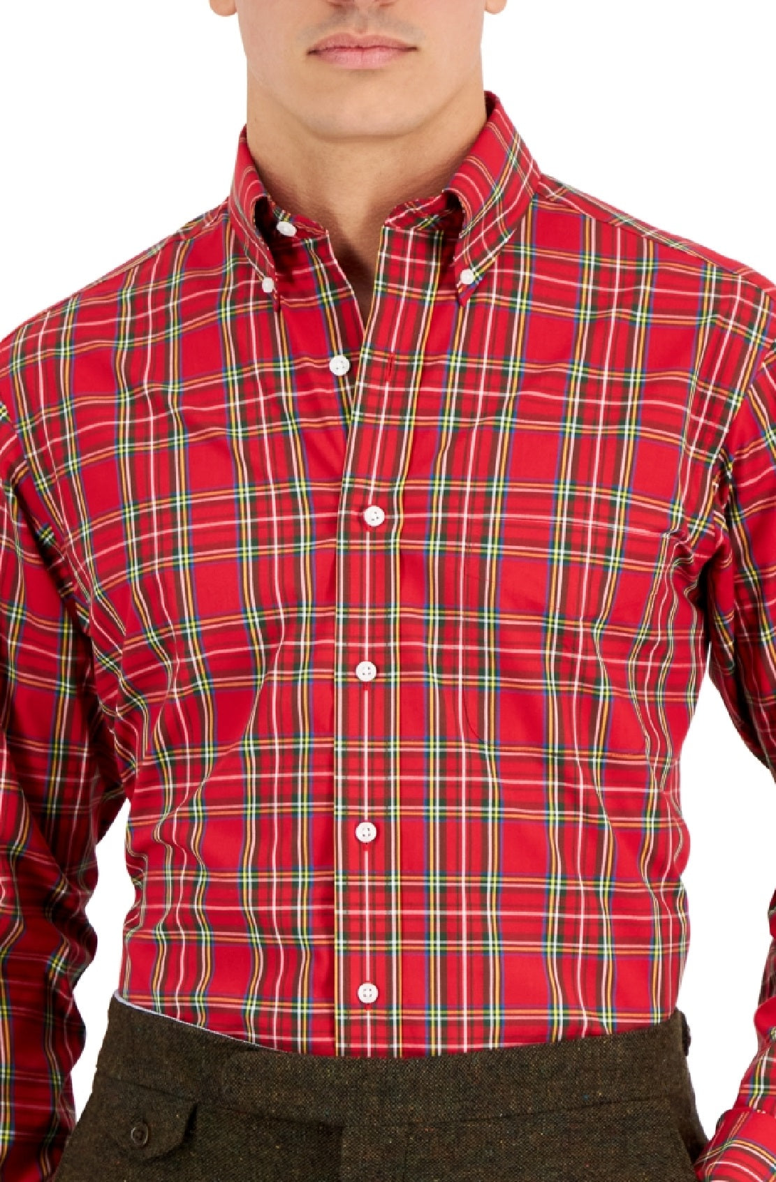 Club Room Men's Regular Fit Cotton Dress Shirt Red Size 15.5X34X35