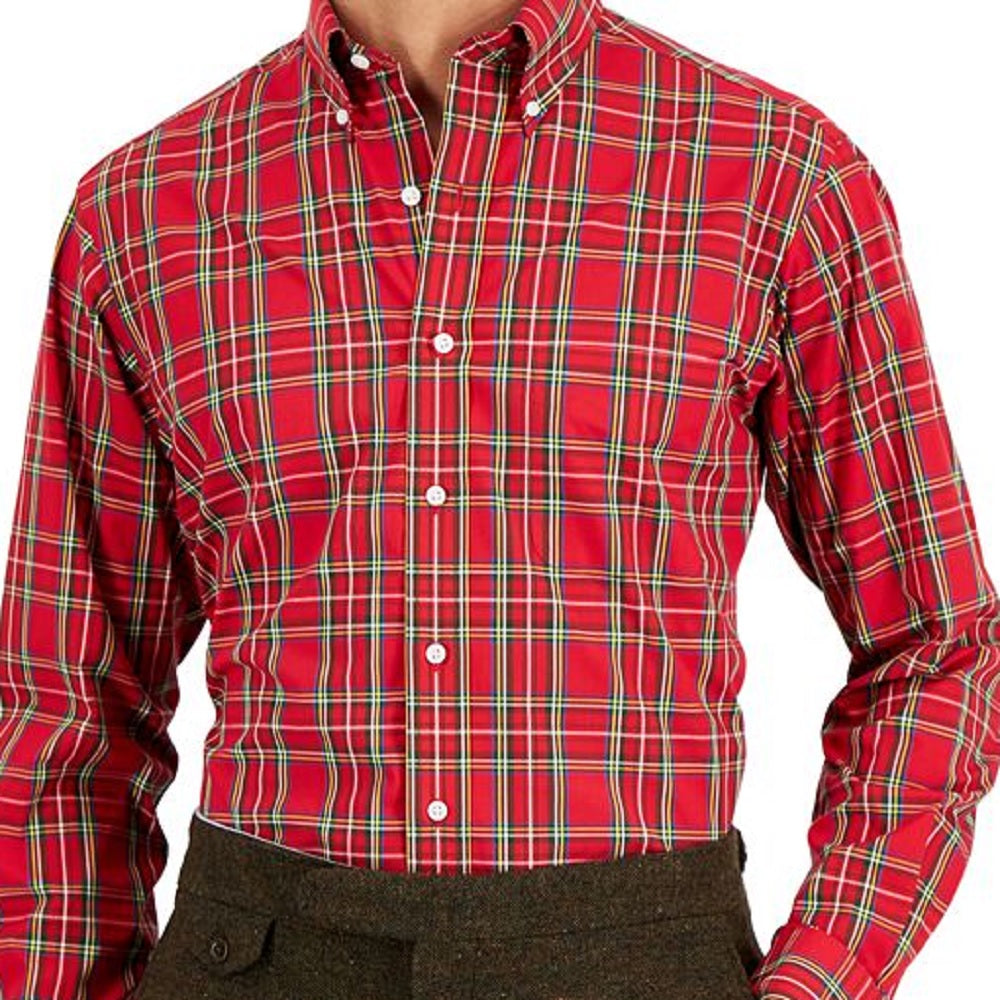 Club Room Men's Regular Fit Cotton Dress Shirt Red Size 17X34X35