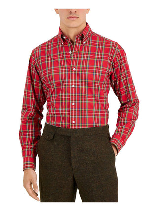 Club Room Men's Regular Fit Cotton Dress Shirt Red Size 32-33