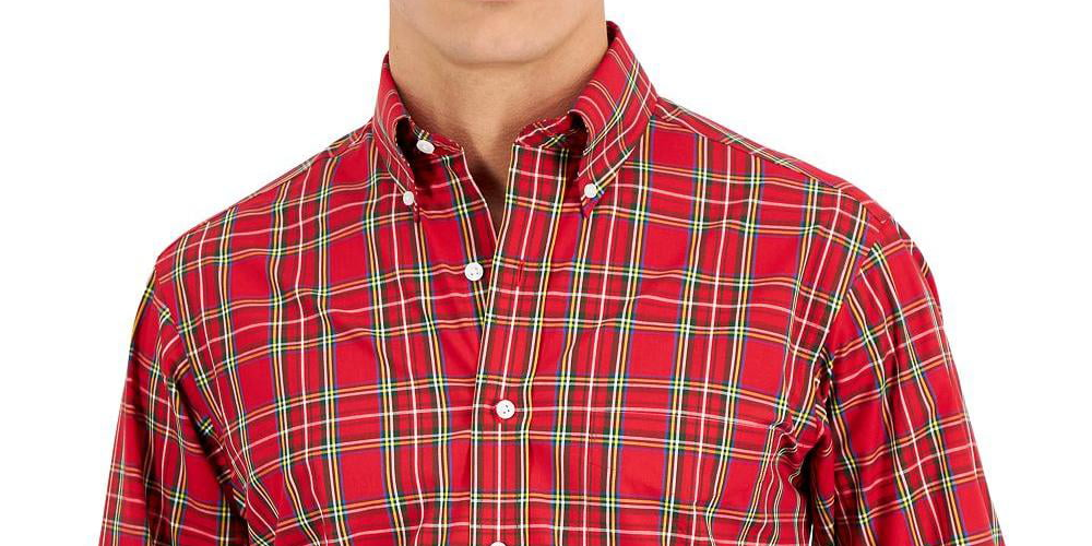Club Room Men's Regular Fit Cotton Dress Shirt Red Size 17X36X37
