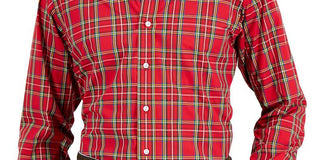Club Room Men's Regular Fit Cotton Dress Shirt Red Size 32-33