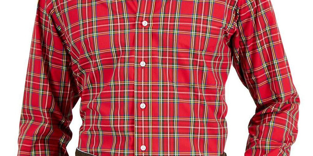 Club Room Men's Regular Fit Cotton Dress Shirt Red Size 17X36X37