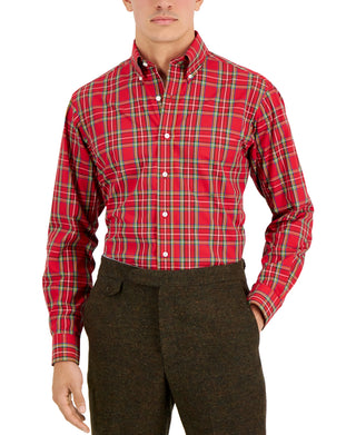 Club Room Men's Regular Fit Cotton Dress Shirt Red Size 17.5X34X35