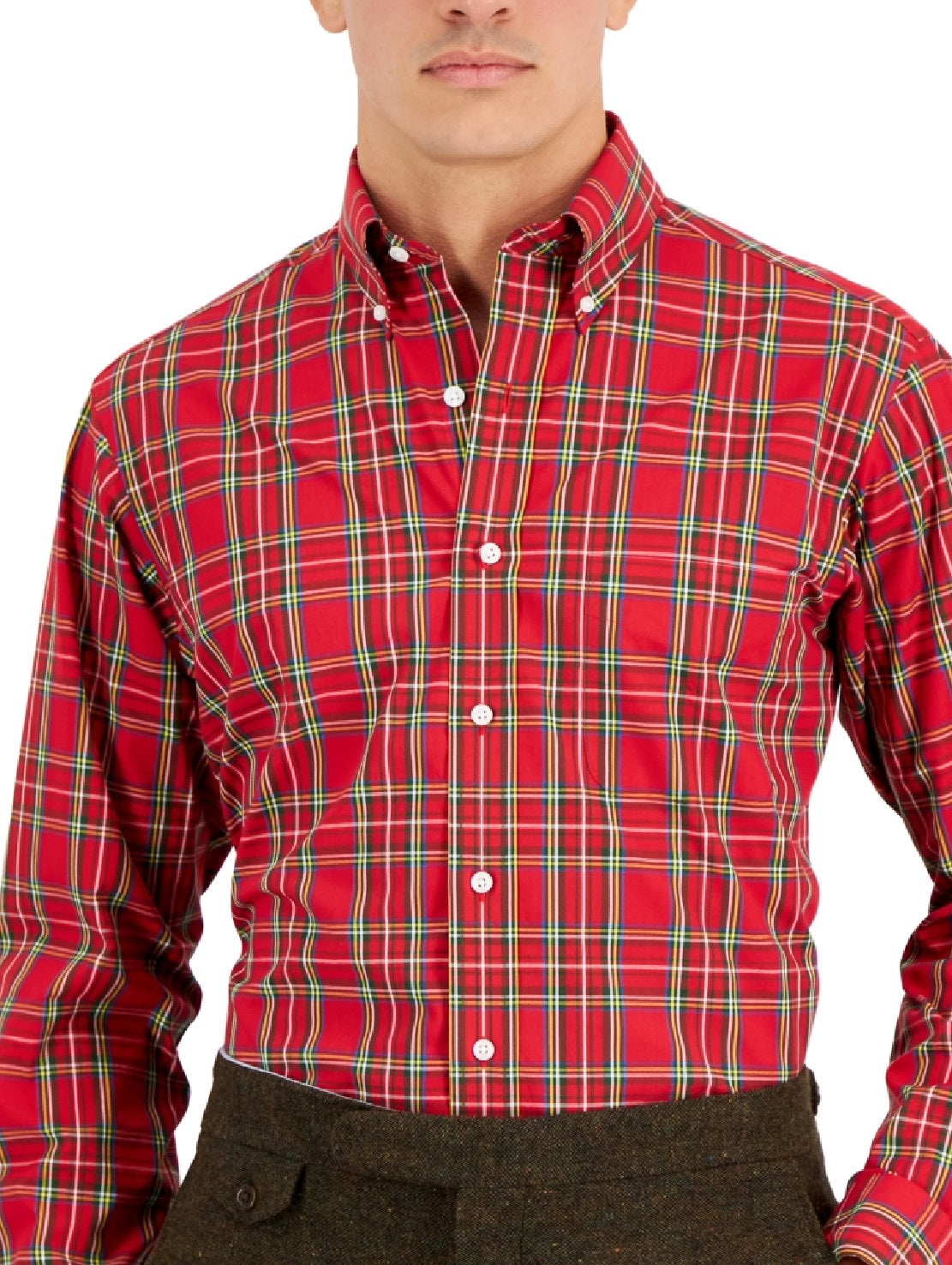 Club Room Men's Regular Fit Cotton Dress Shirt Red Size 18.5X34X35