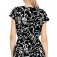 Alfani Women's V Neck Pleated Tie Waist Short Sleeve Top Black Size Medium