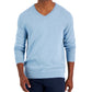Club Room Men's Solid V Neck Merino Wool Blend Sweater Blue Size X-Large