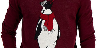 Club Room Men's Merino Penguin Sweater Red Size Large